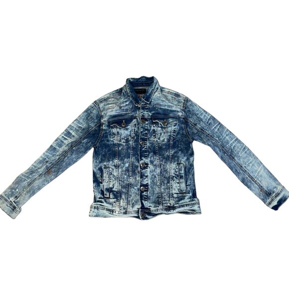 Copper Rivet Denim Jacket Men’s Size Small Acid Wash Jean jacket - Picture 3 of 6